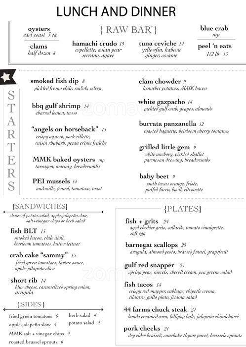 Menu of Mongers Market and Kitchen, Holly, Austin  