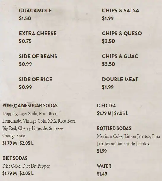 Menu of Cabo Bob's Burritos, West Campus, Austin  