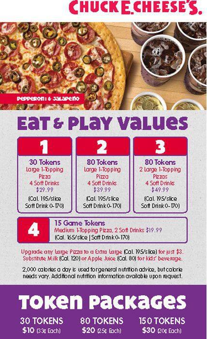 Menu of Chuck E Cheese's, Southpark Meadows, Austin  