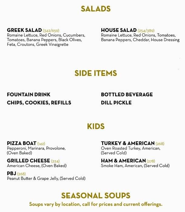 Menu of Planet Sub, Downtown, Austin  