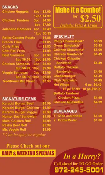 Menu of Agha Juice Cafe And Grill, Carrollton, Carrollton  