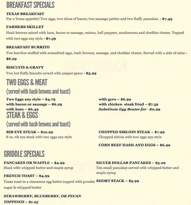 Menu of Allen Cafe, Allen, Allen  