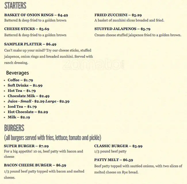 Menu of Allen Cafe, Allen, Allen  