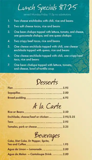 Menu of Avila's Restaurant, Oak Lawn, Dallas  