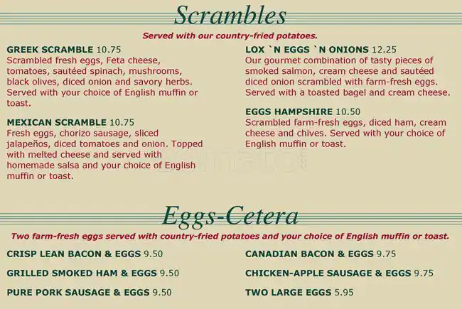 Menu of Benedict's, Dallas, Addison  