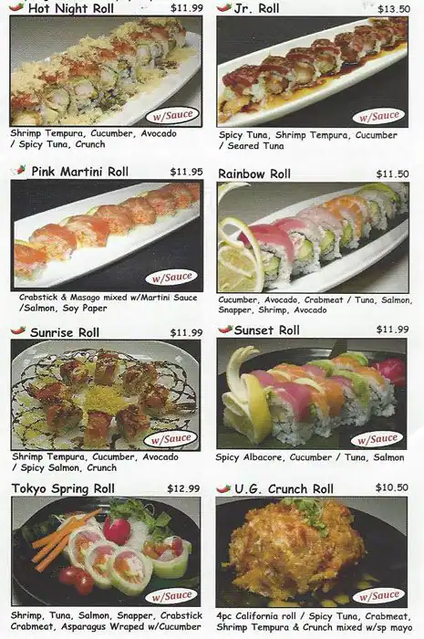 Tasty food Japanese, Sushimenu Preston Road, Dallas