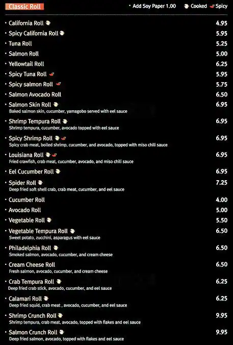 Menu of Sushi Cafe, Dalworthington Gardens, Arlington  