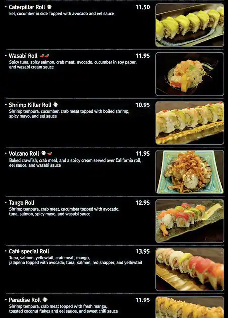 Menu of Sushi Cafe, Dalworthington Gardens, Arlington  