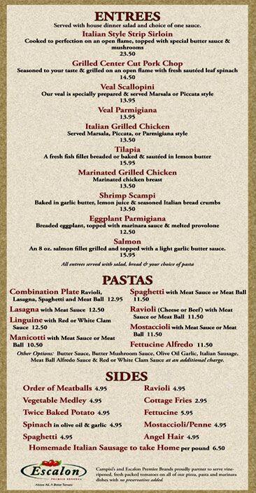 Menu of Campisi's Egyptian Lounge, Lower Greenville, Dallas  