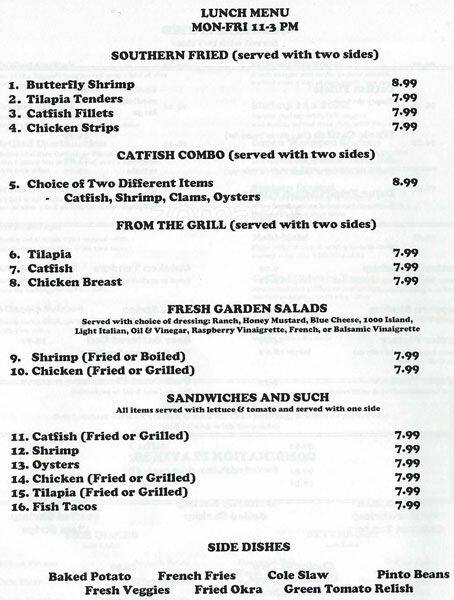 Menu of Catfish & Company, Hurst, Bedford  