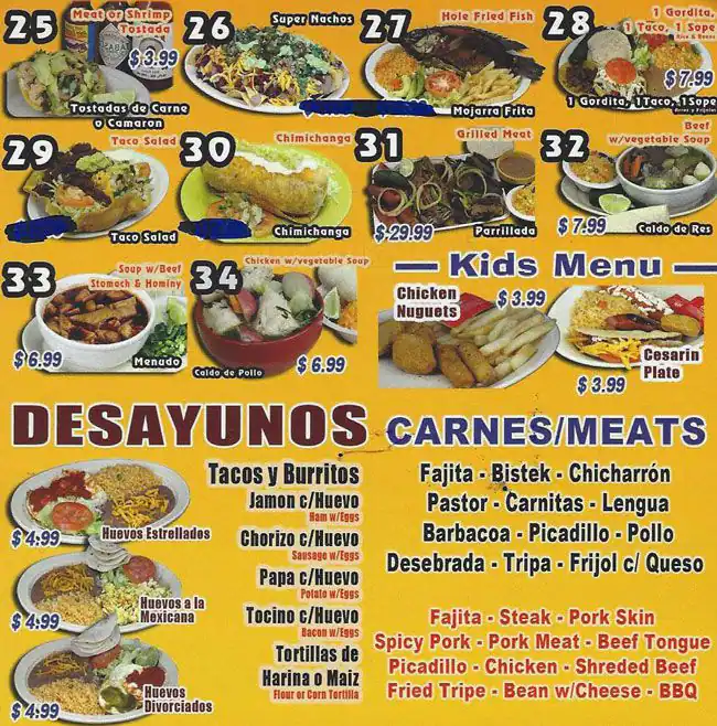 Menu of Cesar's Tacos, Oak Cliff, Dallas  