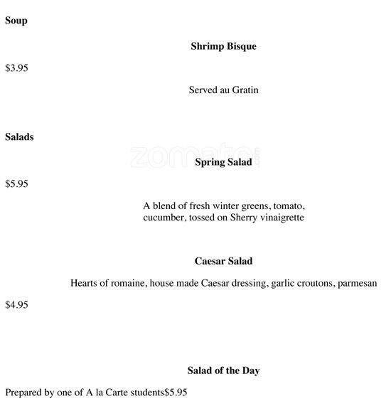 Menu of Chef's Gallery, Vickery Meadow, Dallas  