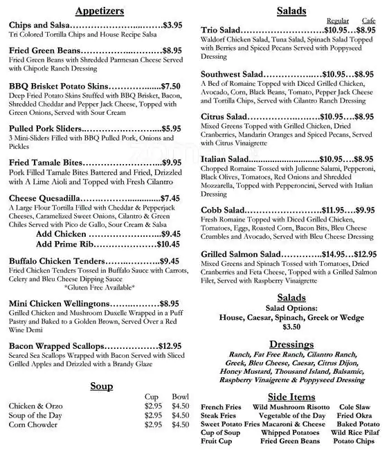 Menu of The Corral Grill - Heritage Ranch Golf and Country Club, Fairview, Allen  