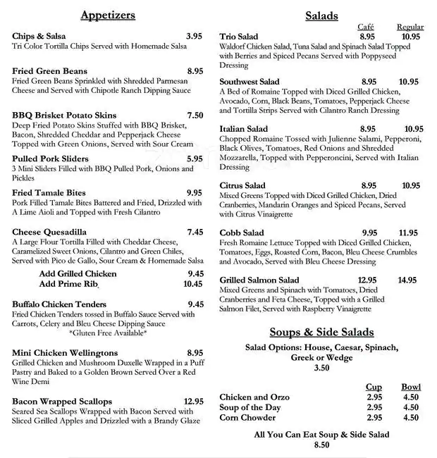 Menu of The Corral Grill - Heritage Ranch Golf and Country Club, Fairview, Allen  