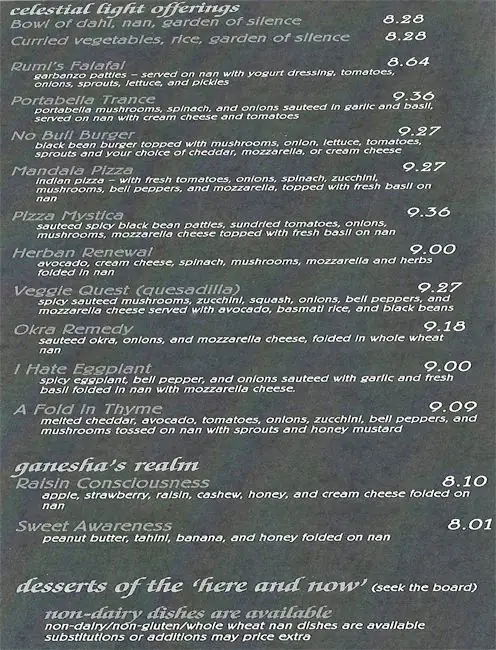 Menu of Cosmic Cafe, Oak Lawn, Dallas  