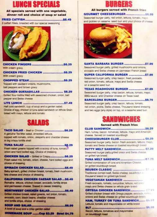 Menu of JJ's Café, Lake Highlands, Dallas  