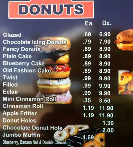 Menu of Donut Land, Arlington, Arlington  