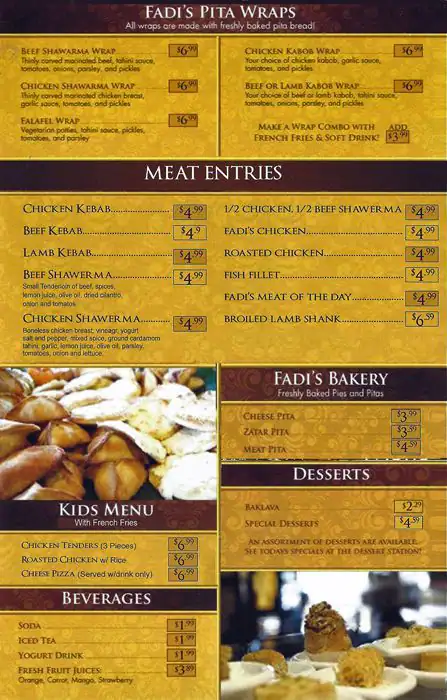 Menu of Fadi's Mediterranean Grill, Oak Lawn, Dallas  