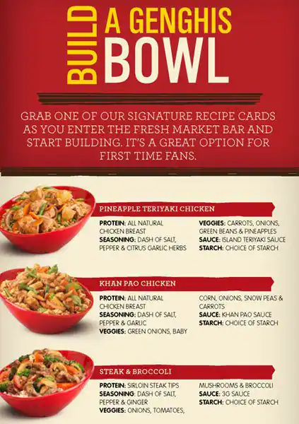 Menu of Genghis Grill, Addison, Addison  