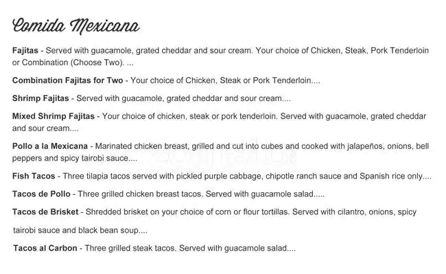 Menu of Gloria's Latin Cuisine, Lower Greenville, Dallas  