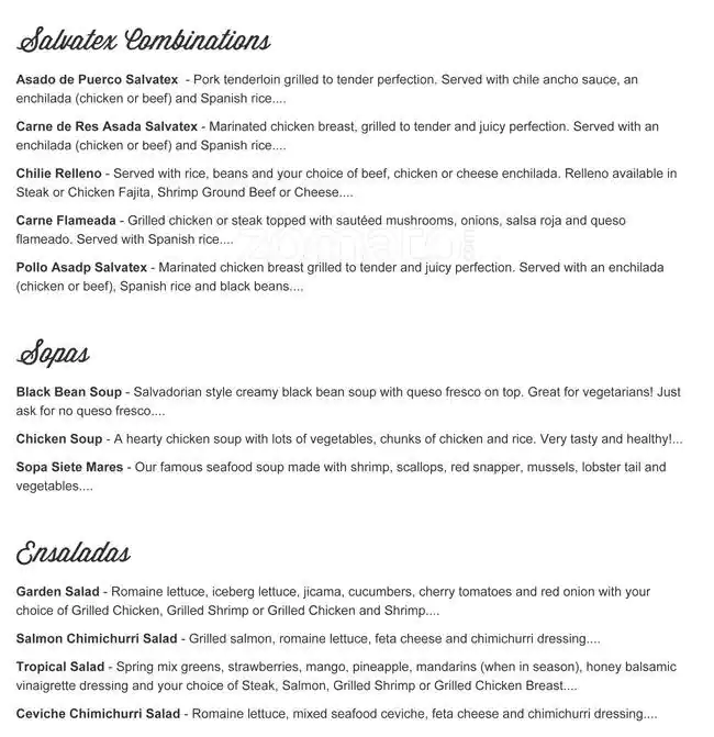 Menu of Gloria's Latin Cuisine, Oak Lawn, Dallas  
