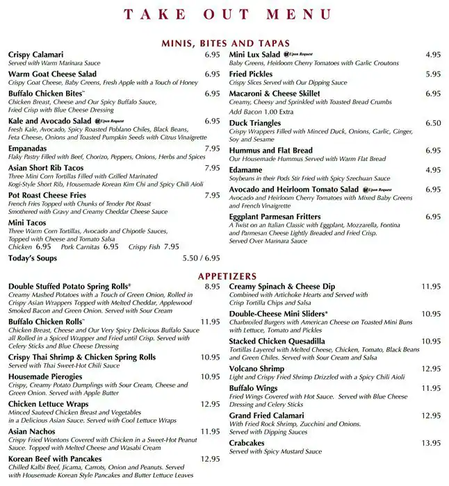 Menu of Grand Lux Cafe, Far North Dallas, Dallas  