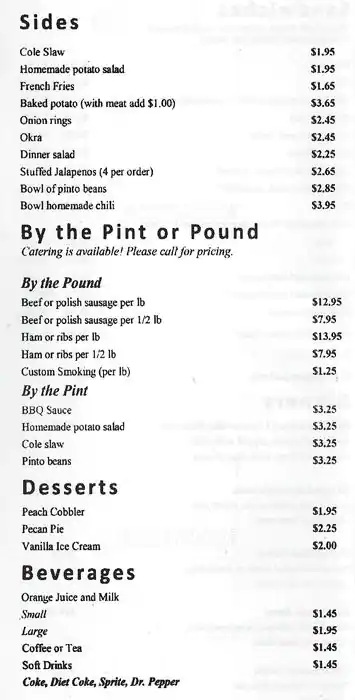 Menu of Hickory House Barbecue, Kessler, Dallas  