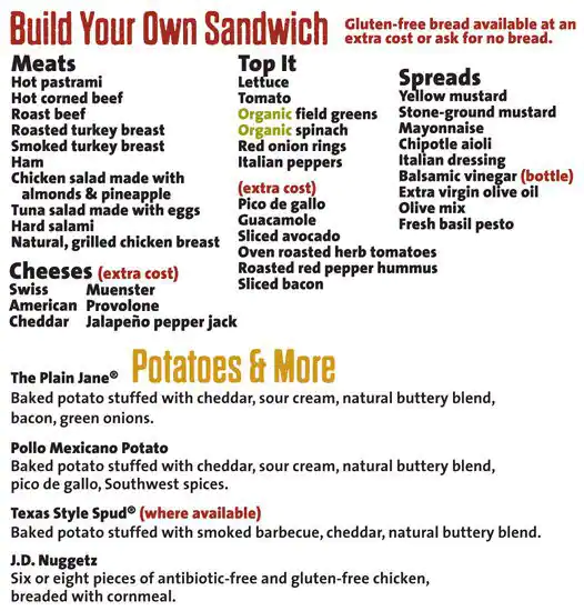 Menu of Jason's Deli, Lower Greenville, Dallas  