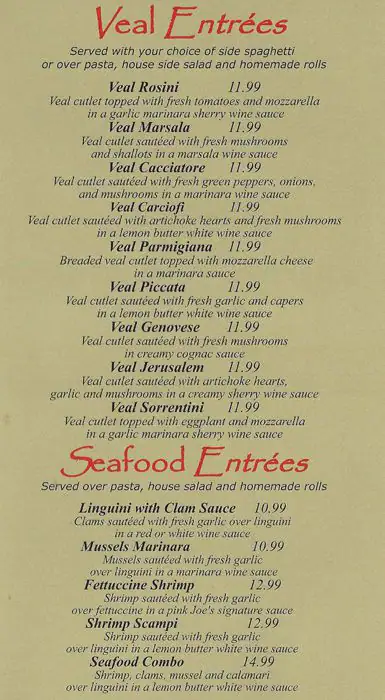 Menu of Joe's Italian Bistro, Allen, Allen  