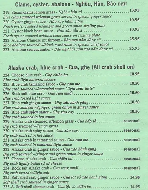 Menu of Kowloon Chinese Seafood, Arlington, Arlington  