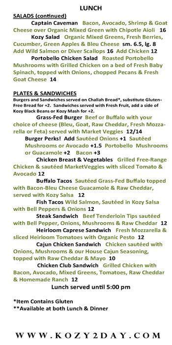 Menu of Kozy Kitchen, Knox/Henderson, Dallas  