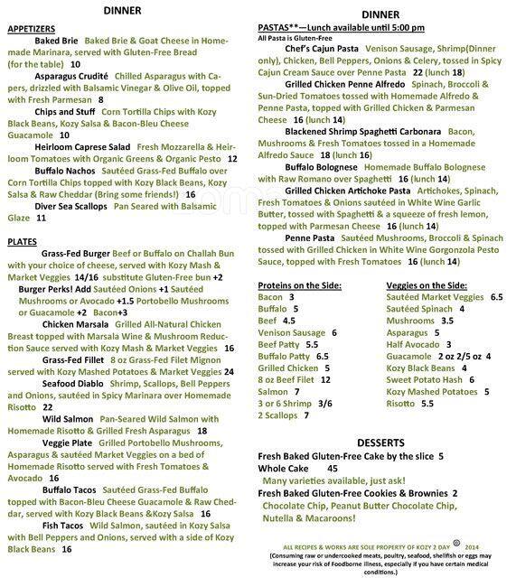 Menu of Kozy Kitchen, Knox/Henderson, Dallas  