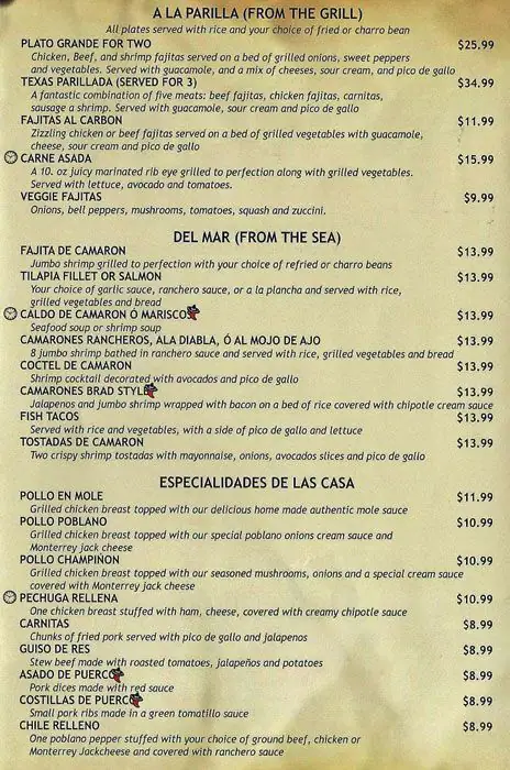 Menu of Los Jalapenos, Carrollton, Carrollton  