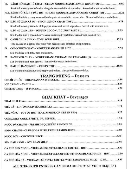 Menu of Mai's Vietnamese, Old East Dallas, Dallas  