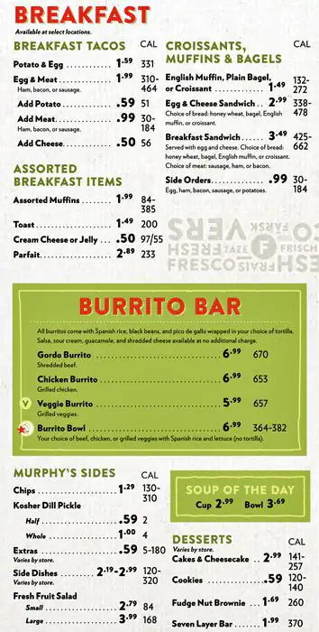 Menu of Murphy's Deli, Dallas, Addison  