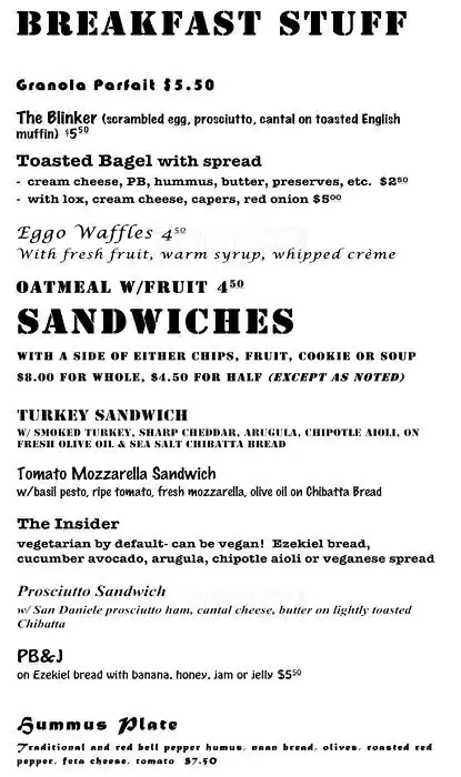 Menu of Murray Street Coffee Shop, Deep Ellum, Dallas  