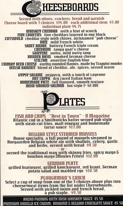 Menu of The Old Monk, Old East Dallas, Dallas  