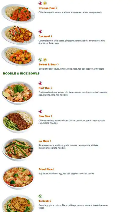 Menu of Pei Wei, Allen, Allen  