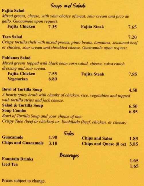 Menu of Poblanos Mexican Cafe, Downtown, Dallas  