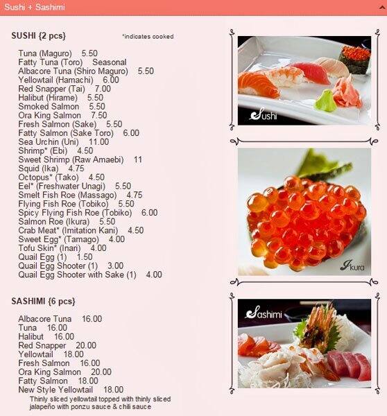 Menu of Rock & Roll Sushi, Park Cities, Dallas  