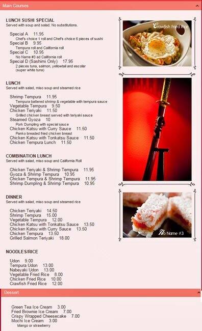 Menu of Rock & Roll Sushi, Park Cities, Dallas  