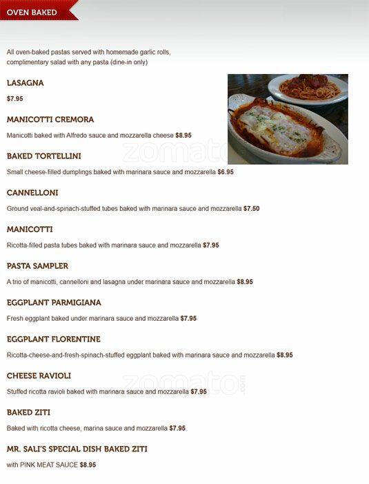 Menu of Sali's New York Style Pizza, Lochwood, Dallas  