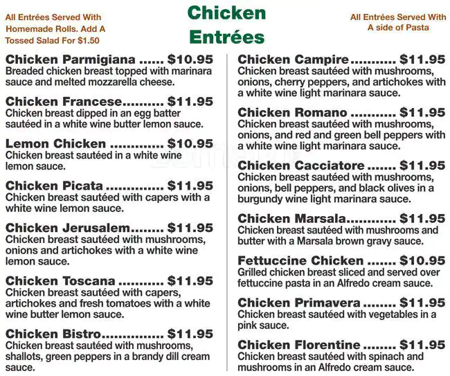 Menu of Sammy's Italian Bistro, Burleson, Burleson  