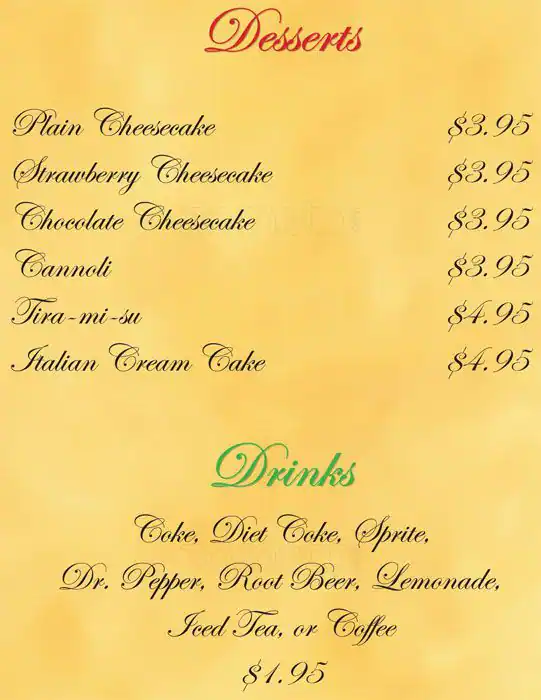 Menu of Sammy's Italian Bistro, Burleson, Burleson  