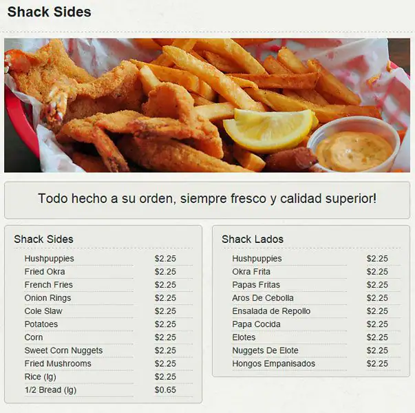 Menu of Seafood Shack, Northwest Dallas, Dallas  