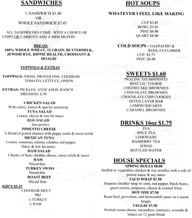 Menu of Short Stop Food To Go, Park Cities, Dallas  