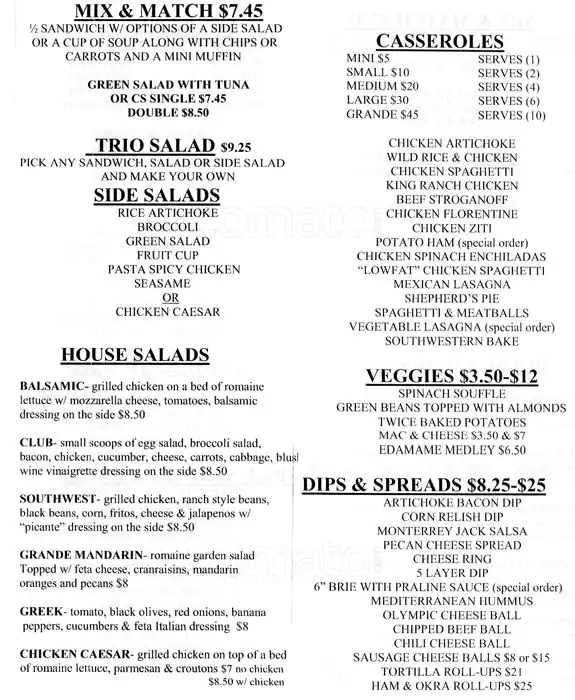 Menu of Short Stop Food To Go, Park Cities, Dallas  