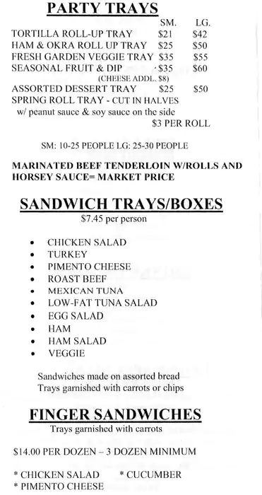 Menu of Short Stop Food To Go, Park Cities, Dallas  