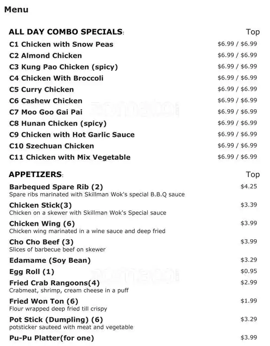 Menu of Skillman Wok, Allen, Allen  