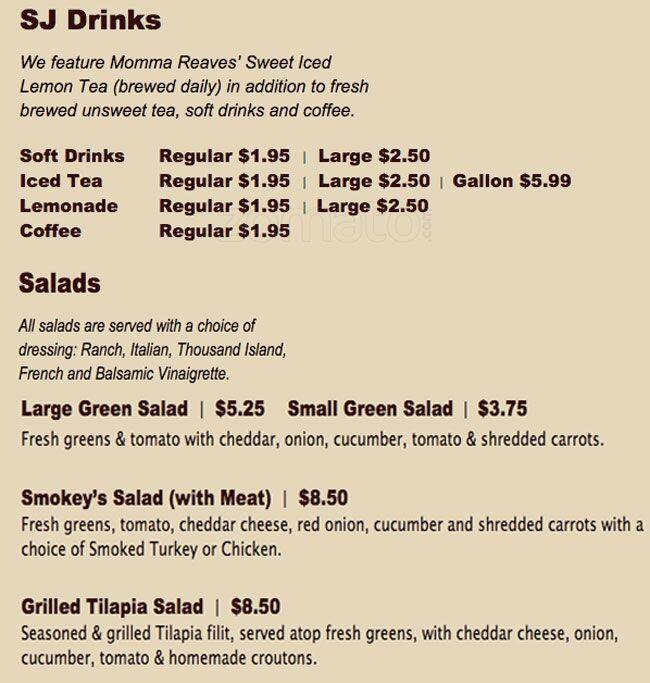 Menu of Smokey John's Bar-B-Que & Home Cooking, Lovefield, Dallas  